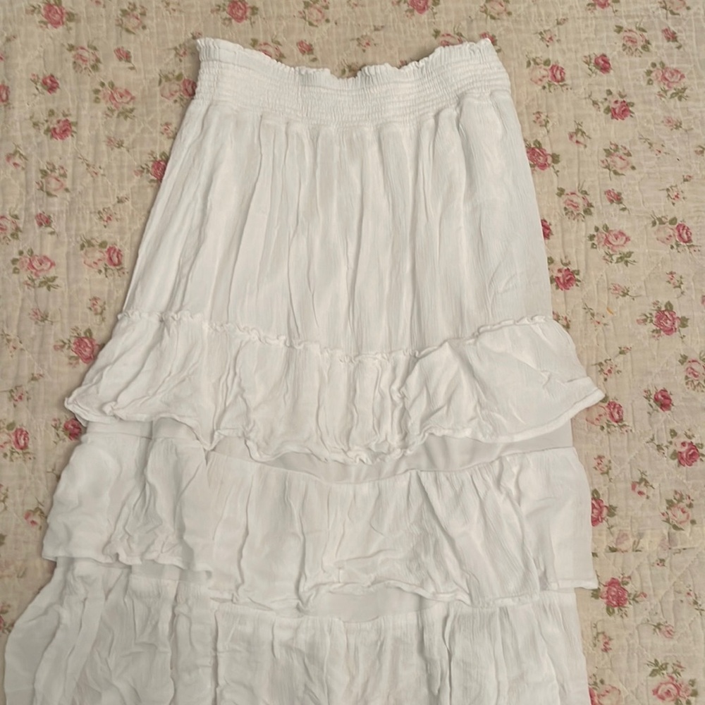 White Flowy Midi Skirt